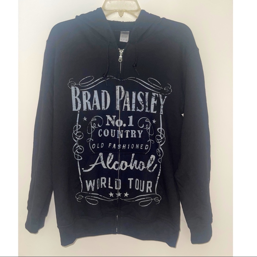 🆕 BRAD PAISLEY Black Hoodie Alcohol World Tour Sweater